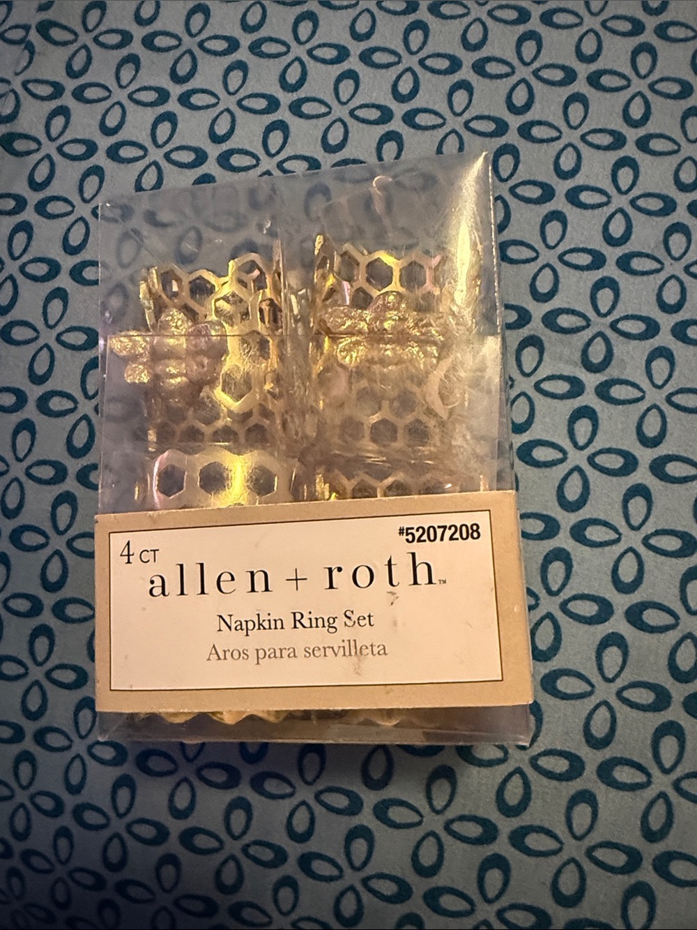 allen + roth Gold Honeycomb With Bee, Napkin Ring Set